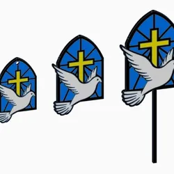Christian Dove with Cross – 3D Printable Magnet, Keychain & Cake Topper