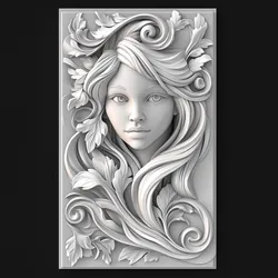 Decorative Female Face Portrait Relief Sculpture