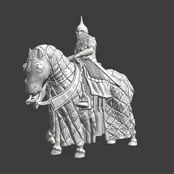 Medieval heavy russian knight mounted
