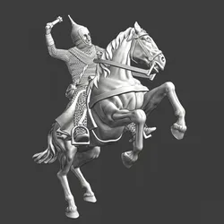 Medieval mounted russian mace over head