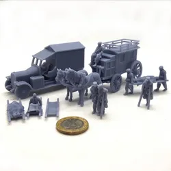 French soldiers WWI, ambulances and stretchers, 25mms.