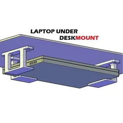 Laptop under desk mount shelf