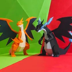 Mega Charizard X and Y Low Poly Pokemon