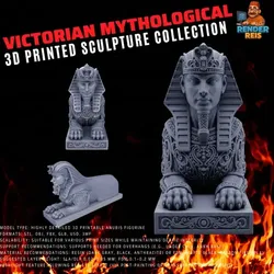 3D Printable Ancient Egyptian Sphinx Bust – Ornate Detailed Sculpture