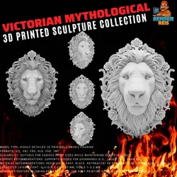 3D Printable Lion Head with Floral Wreath – Decorative Wall Panel