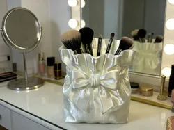 Cream Satin Bow Storage Bin - Free 3D Print Model