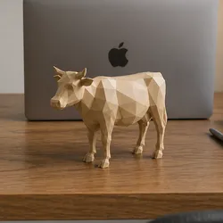 Low-Poly Cow – Geometric 3D Printed Animal Sculpture