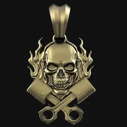 Skull and piston pendant