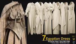 7 EGYPTIAN DRESS Low-poly 3D model