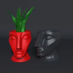 Abstract Woman Face Planter – Artistic 3D Printed Vase | Head Pot STL Model