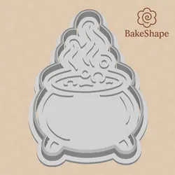 Cauldron Halloween Cookie Cutter & Embosser - STL File for 3D Printing