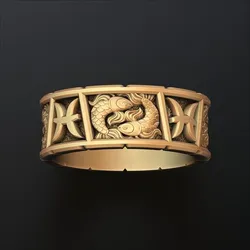 Horoscope Pisces Ring v2 3D print model