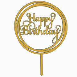 Happy Birthday cake topper circular