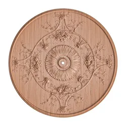 Rosette No. 076 - STL Floral Ceiling Medallion with Blossoms and Sunburst Core