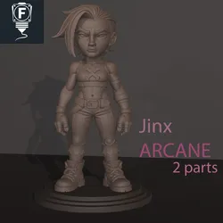 Jinx - Arcane | 3D Print Figure (2-Part STL)