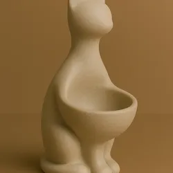 Abstract Cat Bowl – 3D Printable Minimalist Sculpture