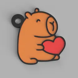 Capibara Heart Key Ring