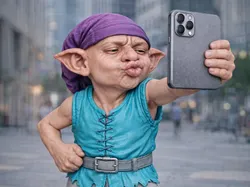 Goblin taking a selfie with duck face - Free 3D Print Model