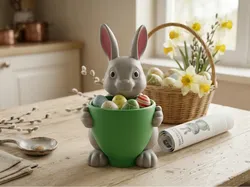 Hugging Bunny Egg Shell Bowl - Free 3D Print Model