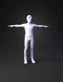 humanoid male character in a T pose with blue shirt denim jeans and