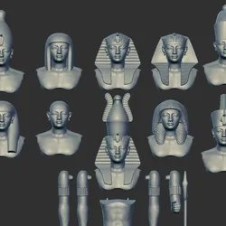 Egyptian Pharaoh statue multi heads poses 3d printable model