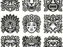 Aztec Tribal Masks & Totem Symbols – 9 Mayan Style Designs