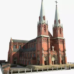 Church with steeples 3D model