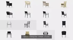 Collection of Dining Chair - 8 Models 3D Model Pack