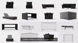 Collection of Rattan Furniture Set - 8 Models 3D Model Pack