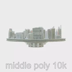 Cyberpunk Futuristic Circular City District 3D Model Low-poly 3D model