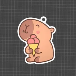 CAPYBARA KEYCHAIN WITH SNOW ICE CREAM CONE