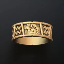 Horoscope Aquarius Ring v2 3D print model