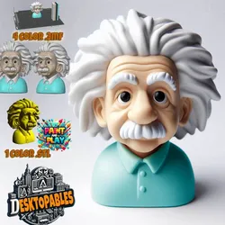 Albert Einstein Educational Bust - 4 Color AMS/STL | Science STEM Icon Figurine