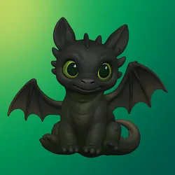 Cute Baby Dragon – Black Fantasy Creature STL for 3D Printing