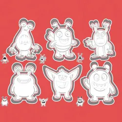 Cute monsters cookie cutters - Creepy Cutes set / bundle - 6 pieces