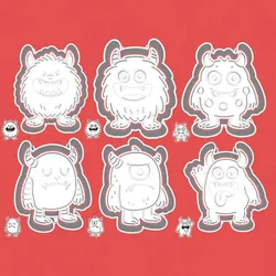 Cute monsters cookie cutters - monstrously delicious set / bundle - 6 pieces