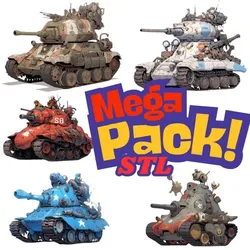 Mega Pack STL Files for 3D Printing 5 Japanese Anime-Style Tanks