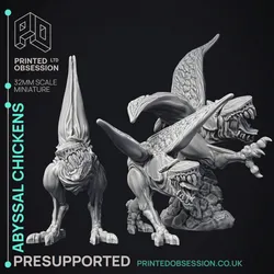 Abyssal Chickens - 3 Models -  Small Creatures - Pre Supported - D&D