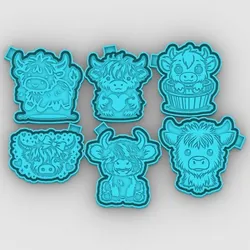 baby HIGHLAND cow - bundle pack 6 files - freshie mold - STL for silicone mold