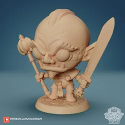 Chibi Half-Orc Paladin 24mm PRE-SUPPORTED