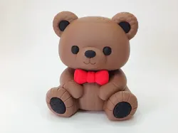 Lovable Cuddly Bear with Bow - Free 3D Print Model