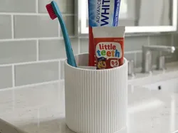 Toothbrush Holder Ribbed Bathroom Organizer - Free 3D Print Model
