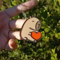 capybara heart keychain