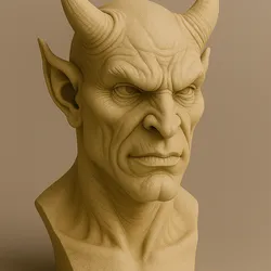 Demonic Head Bust – 3D Printable Dark Fantasy Sculpture