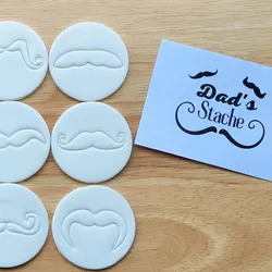 Father's Day Moustache Cookie Cutter & Stamp Set | 7cm Circle Fondant Embosser | 3D Printed Baking Tool for Dad Cookies