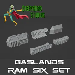 Gaslands 20mm Scale RAM Plate Six Set STL – Post-Apocalyptic Vehicle Accessories for Miniature Tabletop Gaming