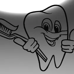 Smiling Tooth with Toothbrush – Fun Line Art Wall Decor