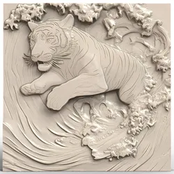 3D Model STL File for CNC Router/Laser & 3D Printer A Tiger Diving into a Pool