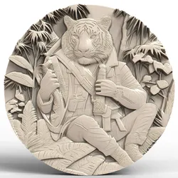3D Model STL File for CNC Router/Laser & 3D Printer A Tiger Dressed as an Explorer in the Jungle