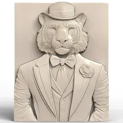 3D Model STL File for CNC Router/Laser & 3D Printer A Tiger in a Suit and Hat on an Elegant Night 1